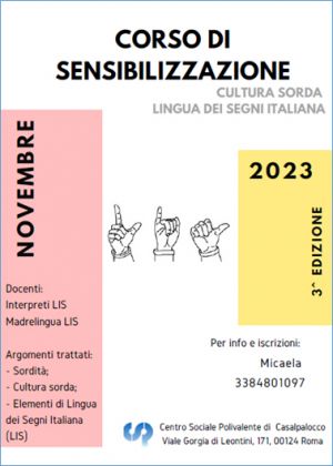 Corso sensibilizzazione alla cultura sorda e alla LIS (Lingua dei Segni Italiana)